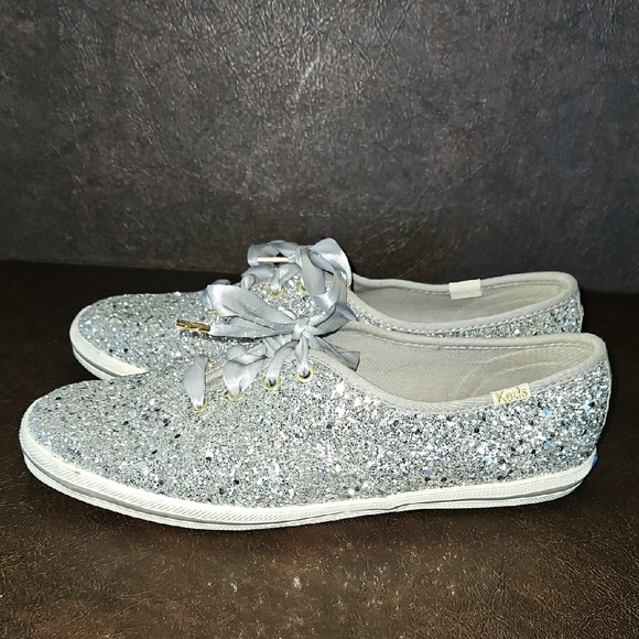 Kate Spade Keds Silver Glitter Sneakers Size 8 - Picture 6 of 13